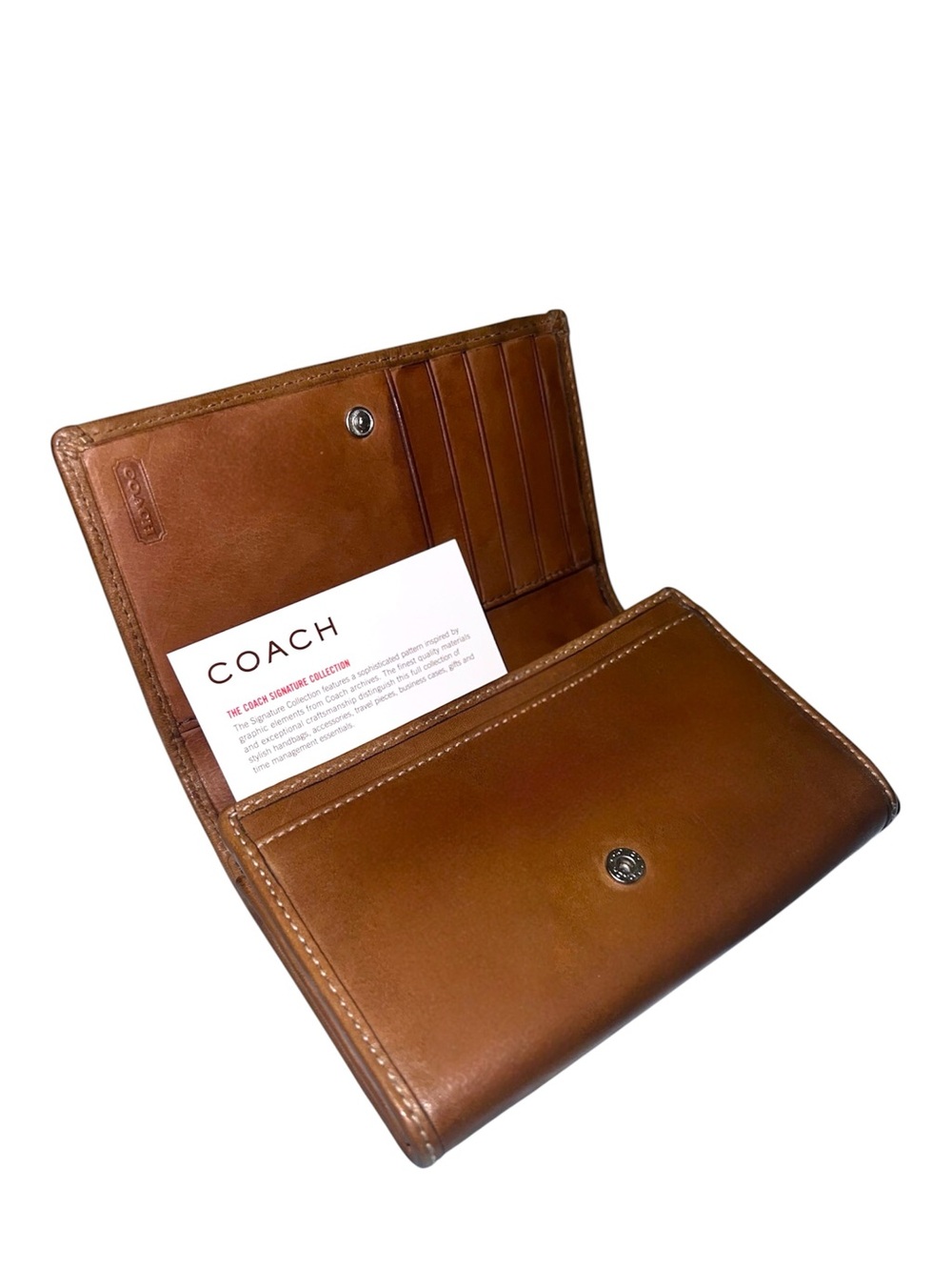 Coach Cognac Leather Fold Wallet